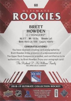 2018-19 Upper Deck Ultimate Collection #60 Brett Howden Back