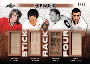 2017-18 Leaf Stickwork - Stick Rack 4 #SR4-05 Bobby Clarke / Marcel Dionne / Bobby Hull / Phil Esposito Front