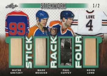 2017-18 Leaf Stickwork - Stick Rack 4 - Emerald #SR4-09 Wayne Gretzky / Mark Messier / Paul Coffey / Kevin Lowe Front