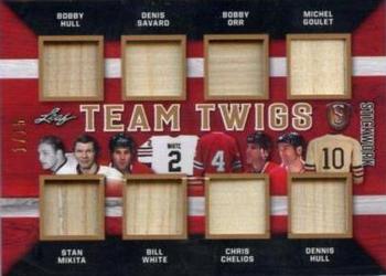 2017-18 Leaf Stickwork - Team Twigs #TT-01 Bobby Hull / Stan Mikita / Denis Savard / Bill White / Bobby Orr / Chris Chelios / Michel Goulet / Dennis Hull Front