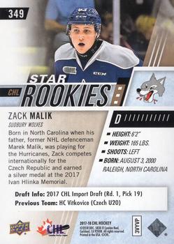 2017-18 Upper Deck CHL - Rainbow #349 Zack Malik Back