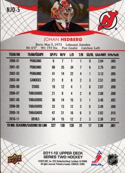 2011-12 Upper Deck New Jersey Devils #NJD-5 Johan Hedberg Back