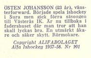 1957-58 Alfa Ishockey (Swedish) #101 Osten Johansson Back
