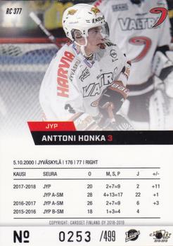 2018-19 Cardset Finland - Rookie Series 2 #RC 377 Anttoni Honka Back