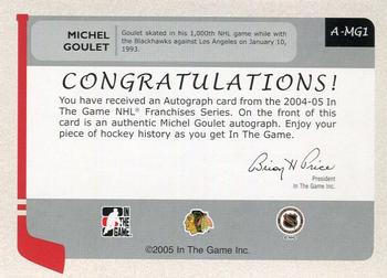 2015-16 In The Game Final Vault - 2004-05 In The Game Franchises Edition Autographs (Black Vault Stamp) #A-MG1 Michel Goulet Back