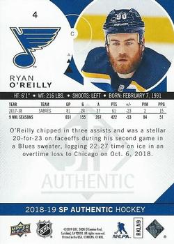2018-19 SP Authentic #4 Ryan O'Reilly Back