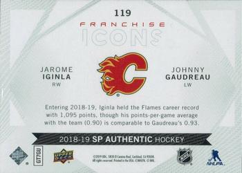 2018-19 SP Authentic #119 Jarome Iginla / Johnny Gaudreau Back