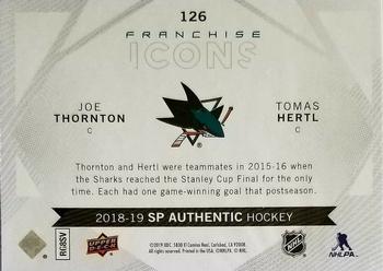 2018-19 SP Authentic #126 Joe Thornton / Tomas Hertl Back