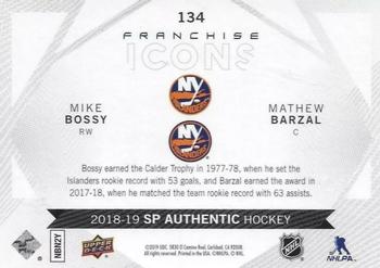 2018-19 SP Authentic #134 Mike Bossy / Mathew Barzal Back
