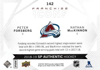 2018-19 SP Authentic #142 Peter Forsberg / Nathan MacKinnon Back