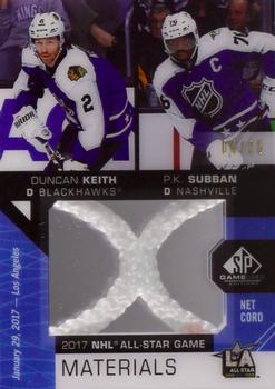 2018-19 SP Game Used - 2017 NHL All-Star Game Net Cord Duals #ASNCD-KS Duncan Keith / P.K. Subban Front