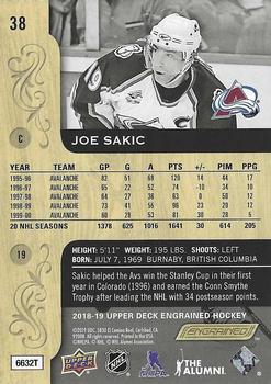 2018-19 Upper Deck Engrained #38 Joe Sakic Back