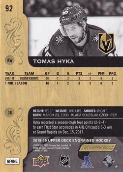 2018-19 Upper Deck Engrained #92 Tomas Hyka Back