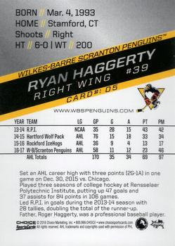 2017-18 Choice Wilkes-Barre/Scranton Penguins (AHL) #05 Ryan Haggerty Back