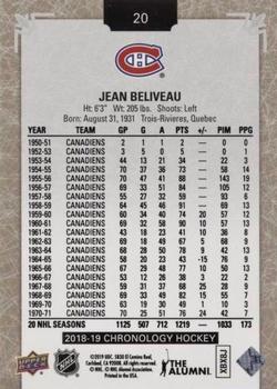 2018-19 Upper Deck Chronology #20 Jean Beliveau Back