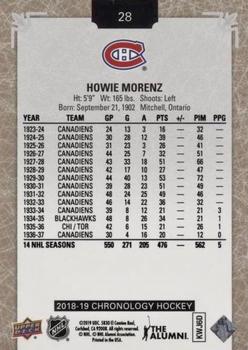 2018-19 Upper Deck Chronology #28 Howie Morenz Back