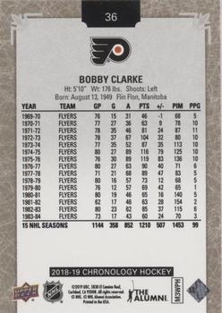2018-19 Upper Deck Chronology #36 Bobby Clarke Back