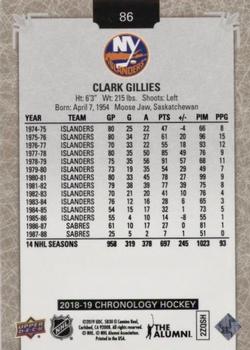 2018-19 Upper Deck Chronology #86 Clark Gillies Back