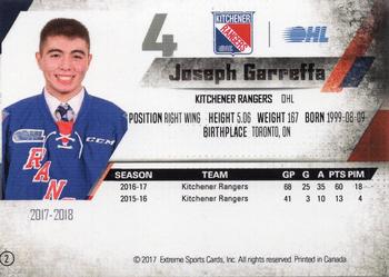 2017-18 Extreme Kitchener Rangers (OHL) #2 Joseph Garreffa Back