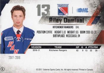 2017-18 Extreme Kitchener Rangers (OHL) #8 Riley Damiani Back