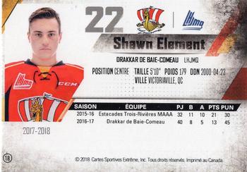 2017-18 Extreme Baie-Comeau Drakkar QMJHL #18 Shawn Element Back
