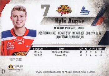 2017-18 Extreme Moncton Wildcats (QMJHL) #3 Kyle Auger Back