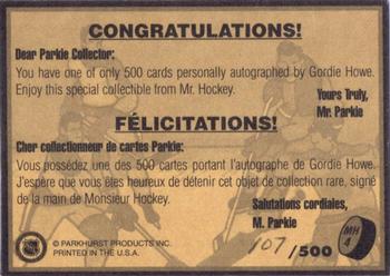 1995-96 Parkhurst 1966-67 - Mr. Hockey Autographs #MH4 Gordie Howe Back