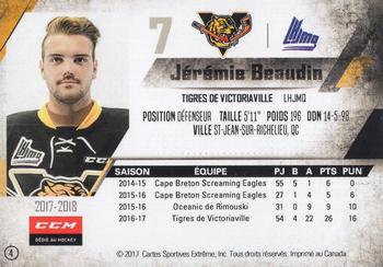 2017-18 Extreme Victoriaville Tigres (QMJHL) #4 Jeremie Beaudin Back