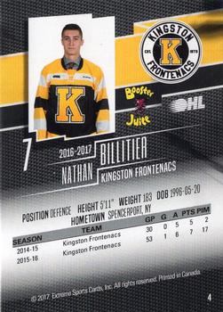 2016-17 Extreme Kingston Frontenacs OHL #4 Nathan Billitier Back