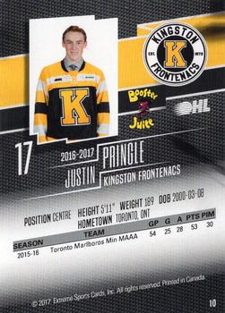 2016-17 Extreme Kingston Frontenacs OHL #10 Justin Pringle Back