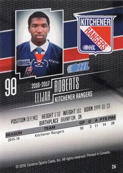 2016-17 Extreme Kitchener Rangers OHL #26 Elijah Roberts Back