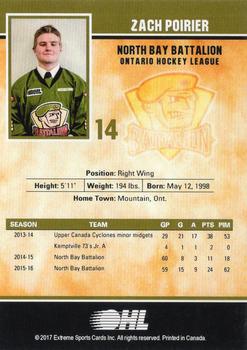 2016-17 Extreme North Bay Battalion OHL #12 Zach Poirier Back