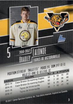2016-17 Extreme Victoriaville Tigres QMJHL #3 Bradley Lalonde Back
