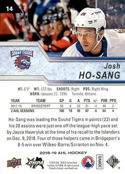 2018-19 Upper Deck AHL #14 Josh Ho-Sang Back