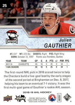 2018-19 Upper Deck AHL #25 Julien Gauthier Back