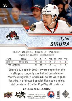 2018-19 Upper Deck AHL #35 Tyler Sikura Back