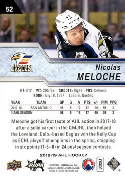 2018-19 Upper Deck AHL #52 Nicolas Meloche Back