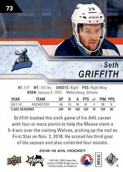 2018-19 Upper Deck AHL #73 Seth Griffith Back