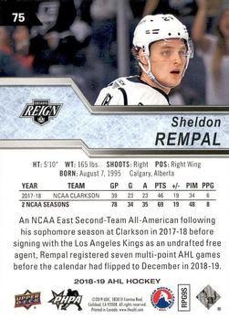 2018-19 Upper Deck AHL #75 Sheldon Rempal Back