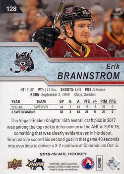 2018-19 Upper Deck AHL #128 Erik Brannstrom Back