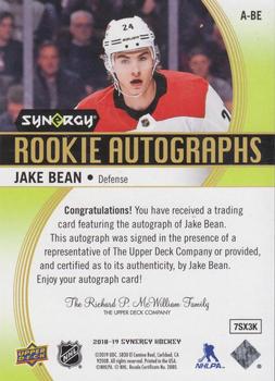 2018-19 Upper Deck Synergy - Autographs #A-BE Jake Bean Back