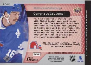 2018-19 Upper Deck - A Piece of History 1,000 Point Club Jersey #PC-MG Michel Goulet Back