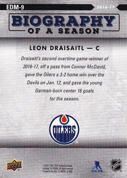 2016-17 Upper Deck Biography of a Season Edmonton Oilers #EDM-9 Leon Draisaitl Back