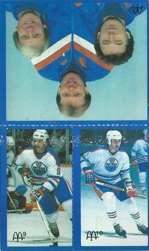 1983-84 McDonald's Edmonton Oilers Stickers - Panels #NNO Glenn Anderson / Jaroslav Pouzar / Ted Green / Glen Sather / John Muckler Front