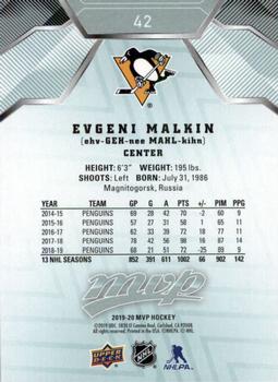 2019-20 Upper Deck MVP #42 Evgeni Malkin Back