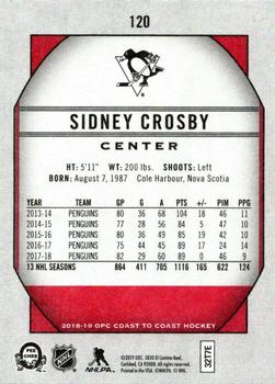 2018-19 O-Pee-Chee Coast to Coast #120 Sidney Crosby Back