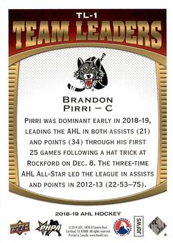2018-19 Upper Deck AHL - Team Leaders #TL-1 Brandon Pirri Back