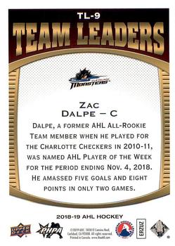 2018-19 Upper Deck AHL - Team Leaders #TL-9 Zac Dalpe Back