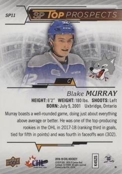 2018-19 Upper Deck CHL - SP Top Prospects #SP11 Blake Murray Back