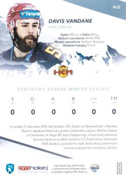 2018-19 SportZoo Tipsport Liga Winter Classic #W22 Davis Vandane Back